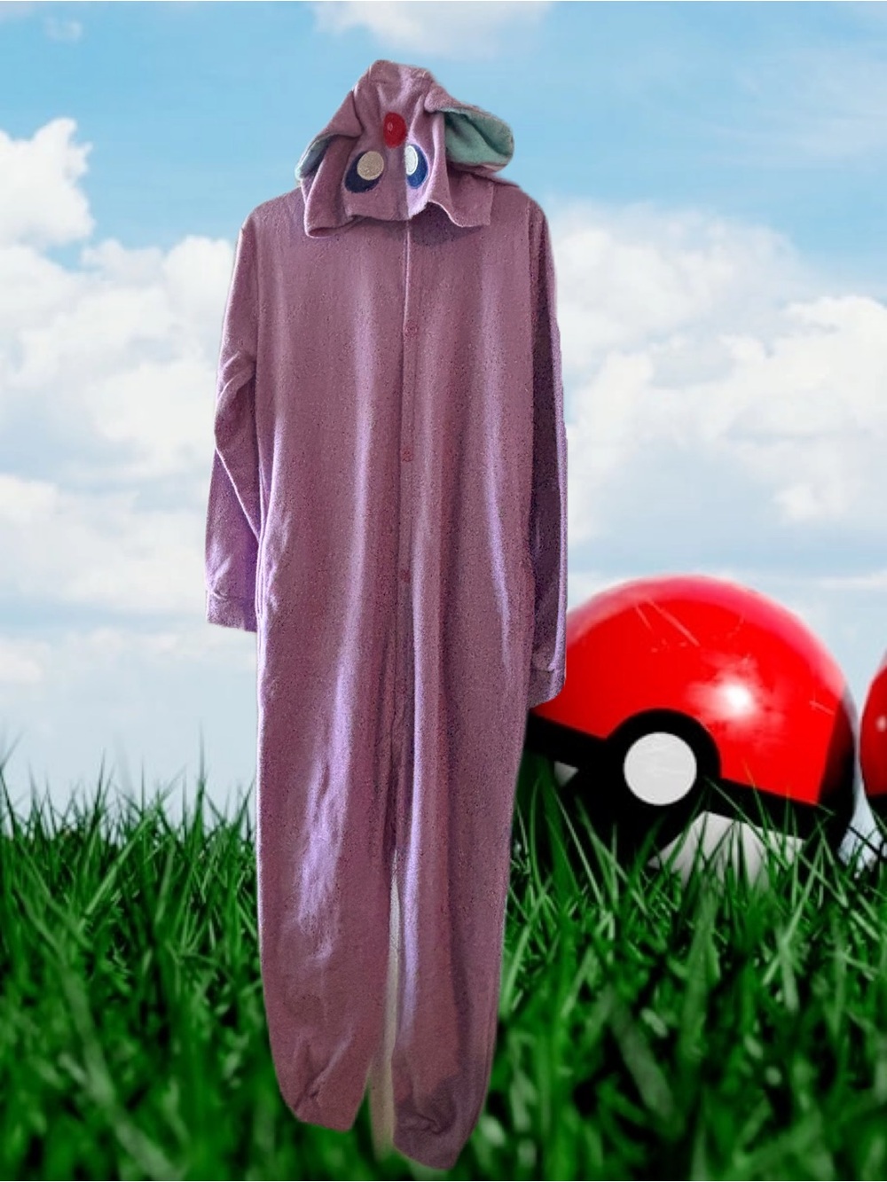 Unisex Espeon Pokemon Character Union Suit Cosplay Costume XL